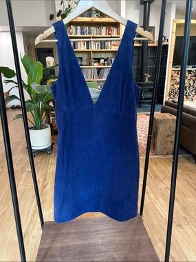 Free People Navy Blue Suede Mini Dress